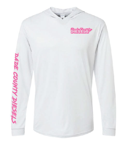 White Performance Hooded Long Sleeve - Round Logo