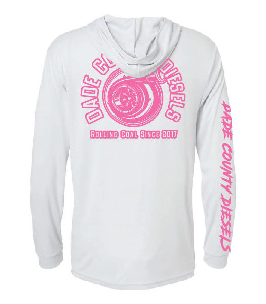 White Performance Hooded Long Sleeve - Round Logo
