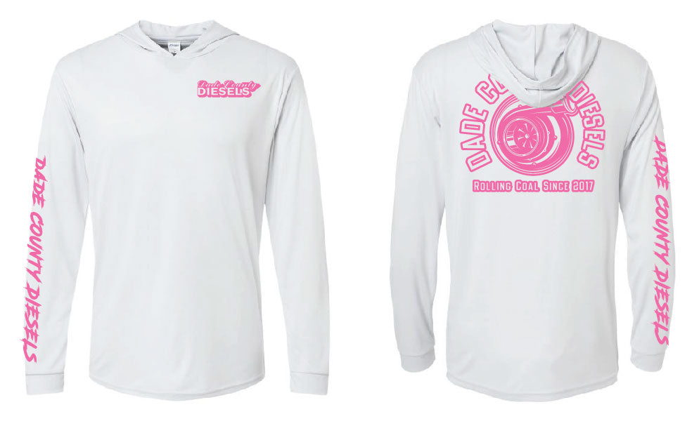 White Performance Hooded Long Sleeve - Round Logo