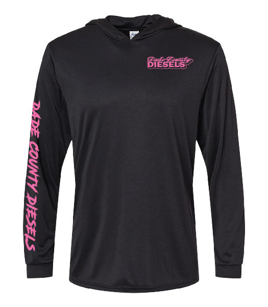 Black Performance Hooded Long Sleeve - Round Logo
