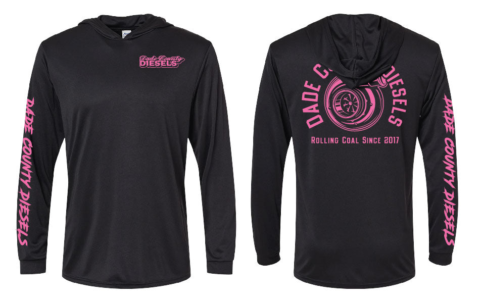 Black Performance Hooded Long Sleeve - Round Logo