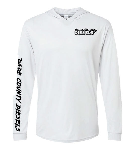 White Performance Hooded Long Sleeve - Round Logo