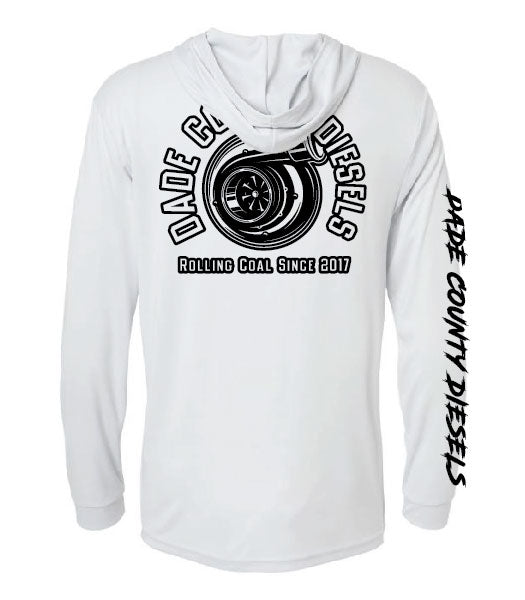 White Performance Hooded Long Sleeve - Round Logo