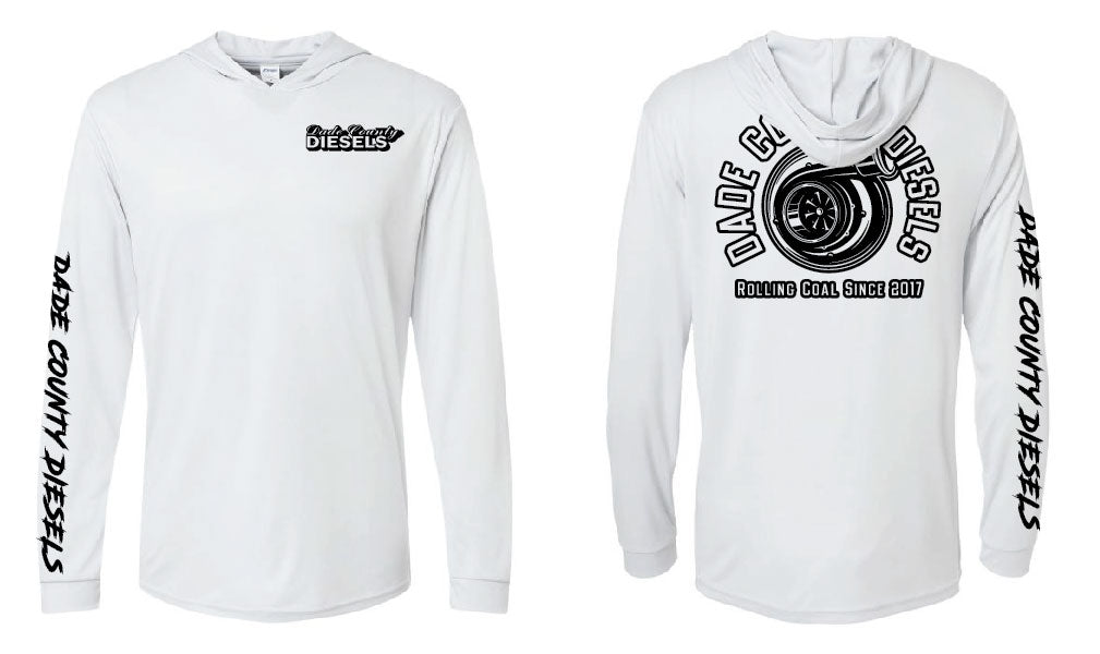 White Performance Hooded Long Sleeve - Round Logo