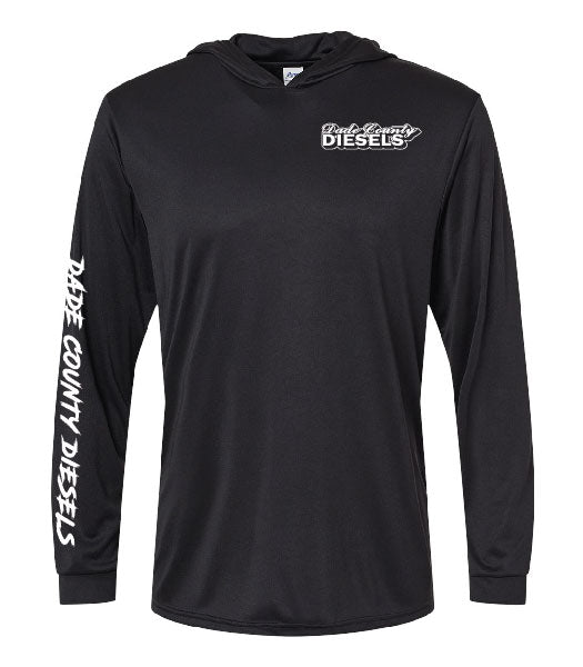 Black Performance Hooded Long Sleeve - Round Logo