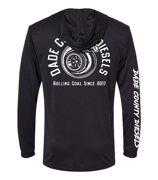 Black Performance Hooded Long Sleeve - Round Logo