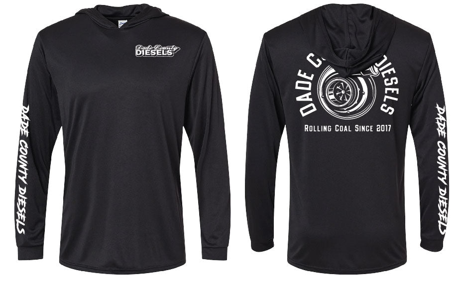 Black Performance Hooded Long Sleeve - Round Logo
