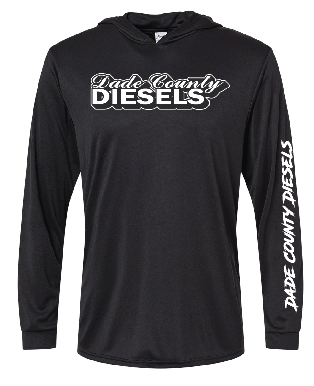 Black Performance Hooded Long Sleeve - White American Flag