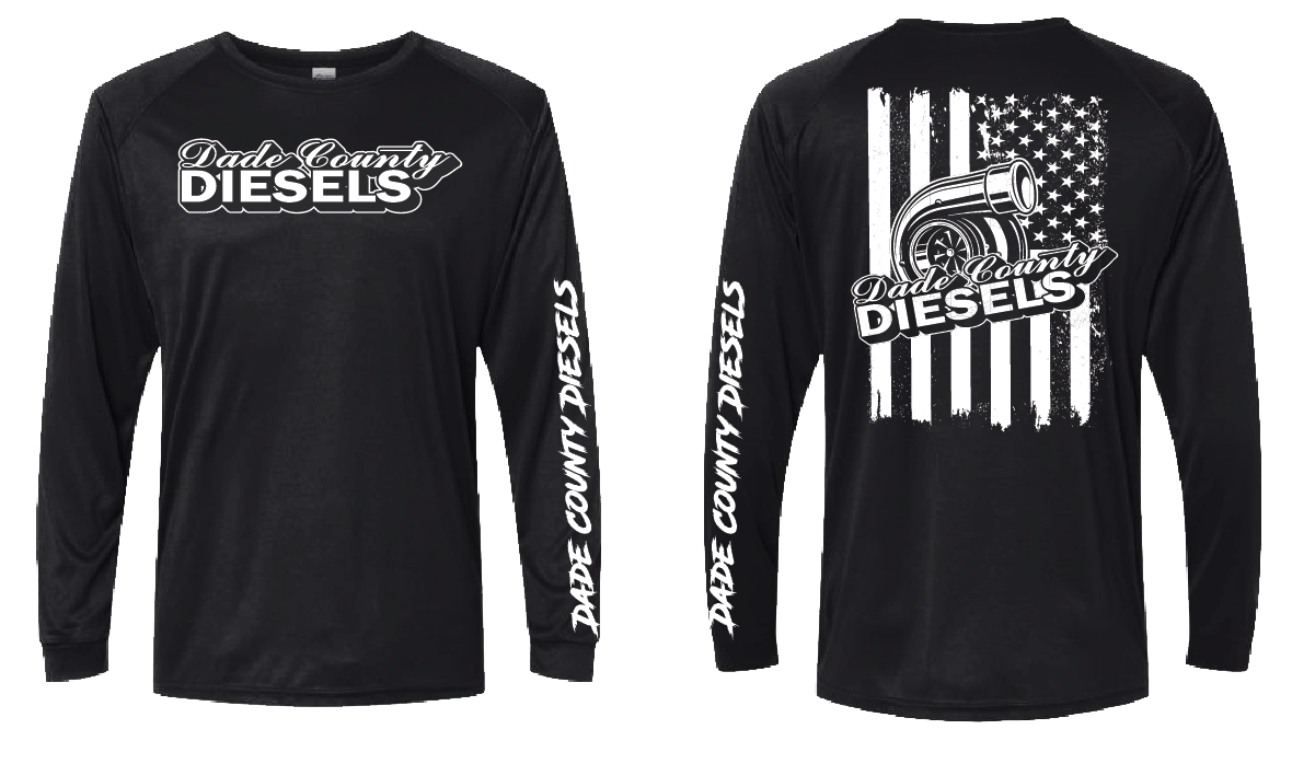 Black Performance Long Sleeve - White American Flag