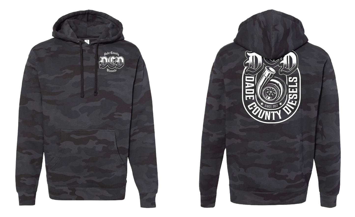 Black Camo Hoodie - Old English Turbo Logo