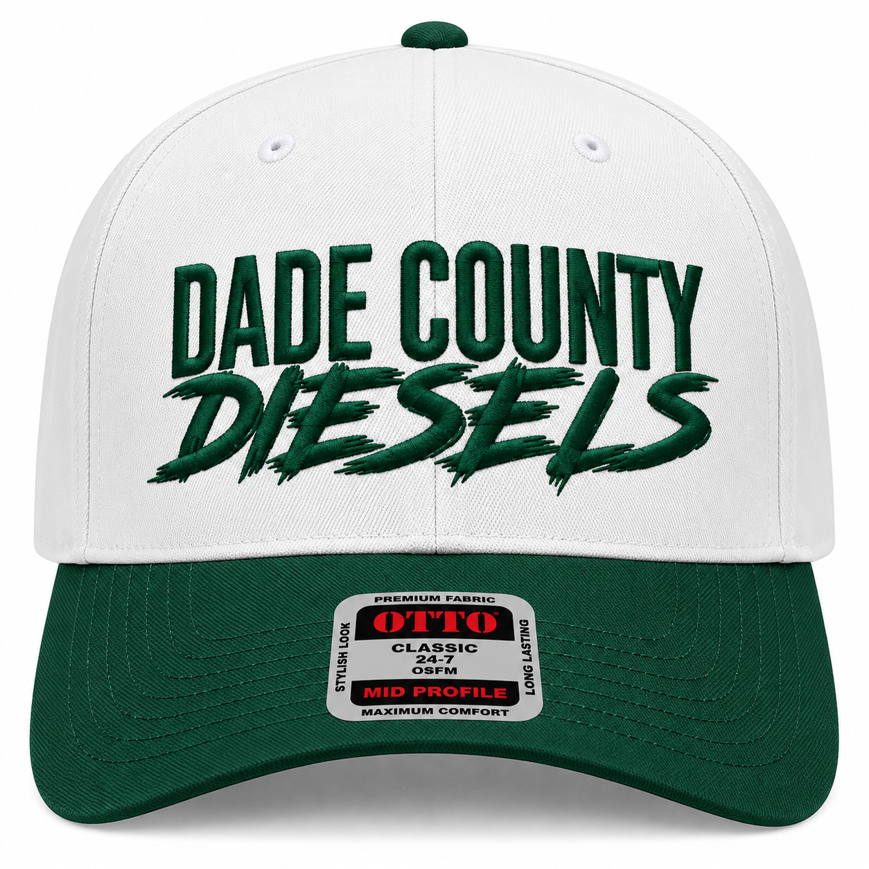 White / Green Bill - Snapback Hat - Curved Bill