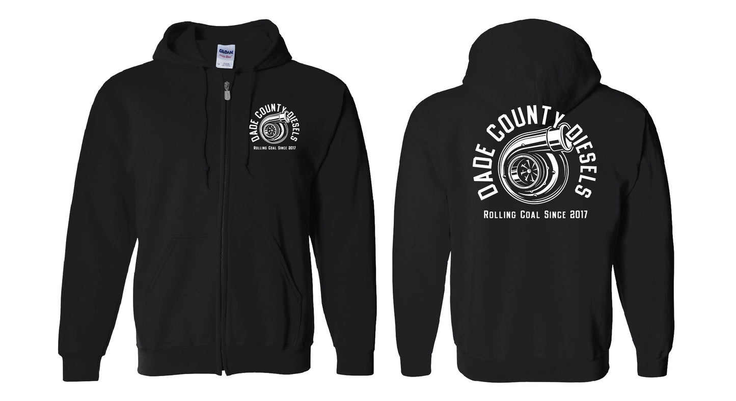 Black "Zip-Up" Hoodie - Round Logo
