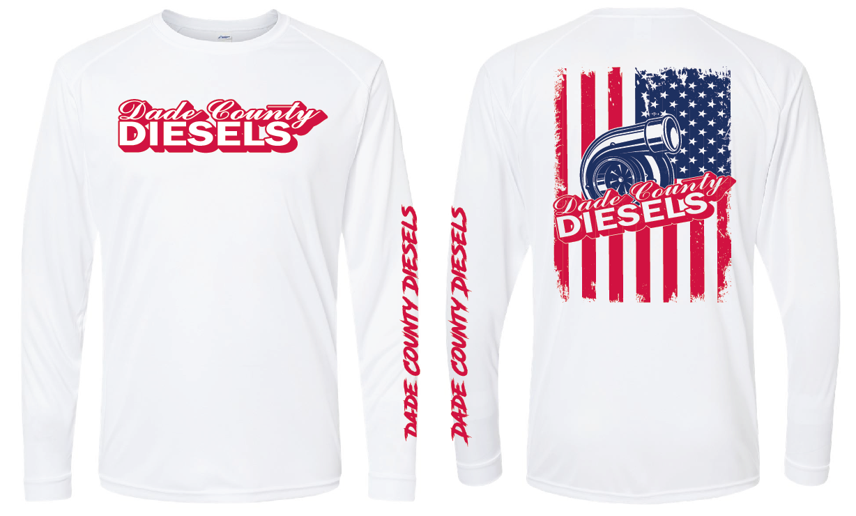 White Performance Long Sleeve - American Flag