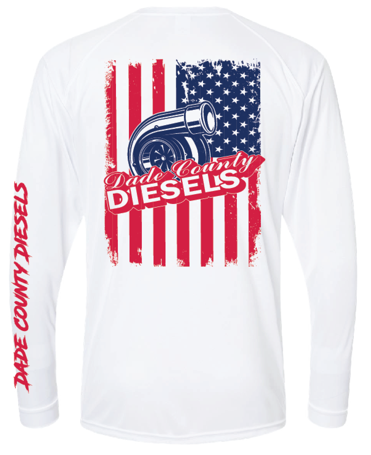 White Performance Long Sleeve - American Flag