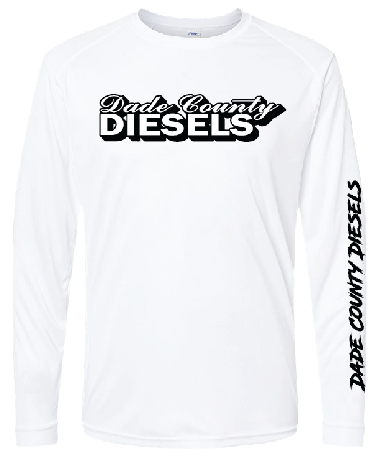 White Performance Long Sleeve - Black American Flag