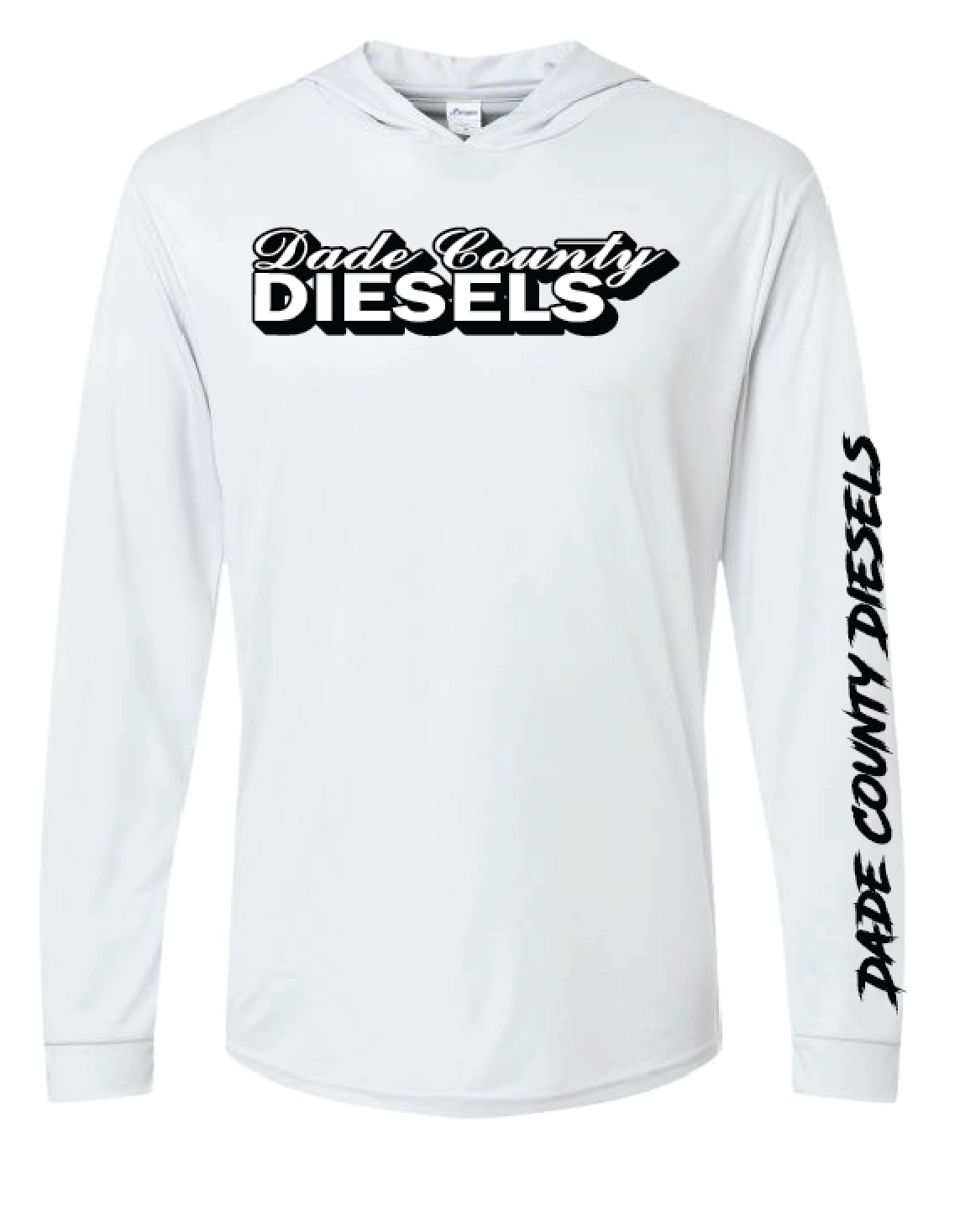 White Performance Hooded Long Sleeve - Black American Flag