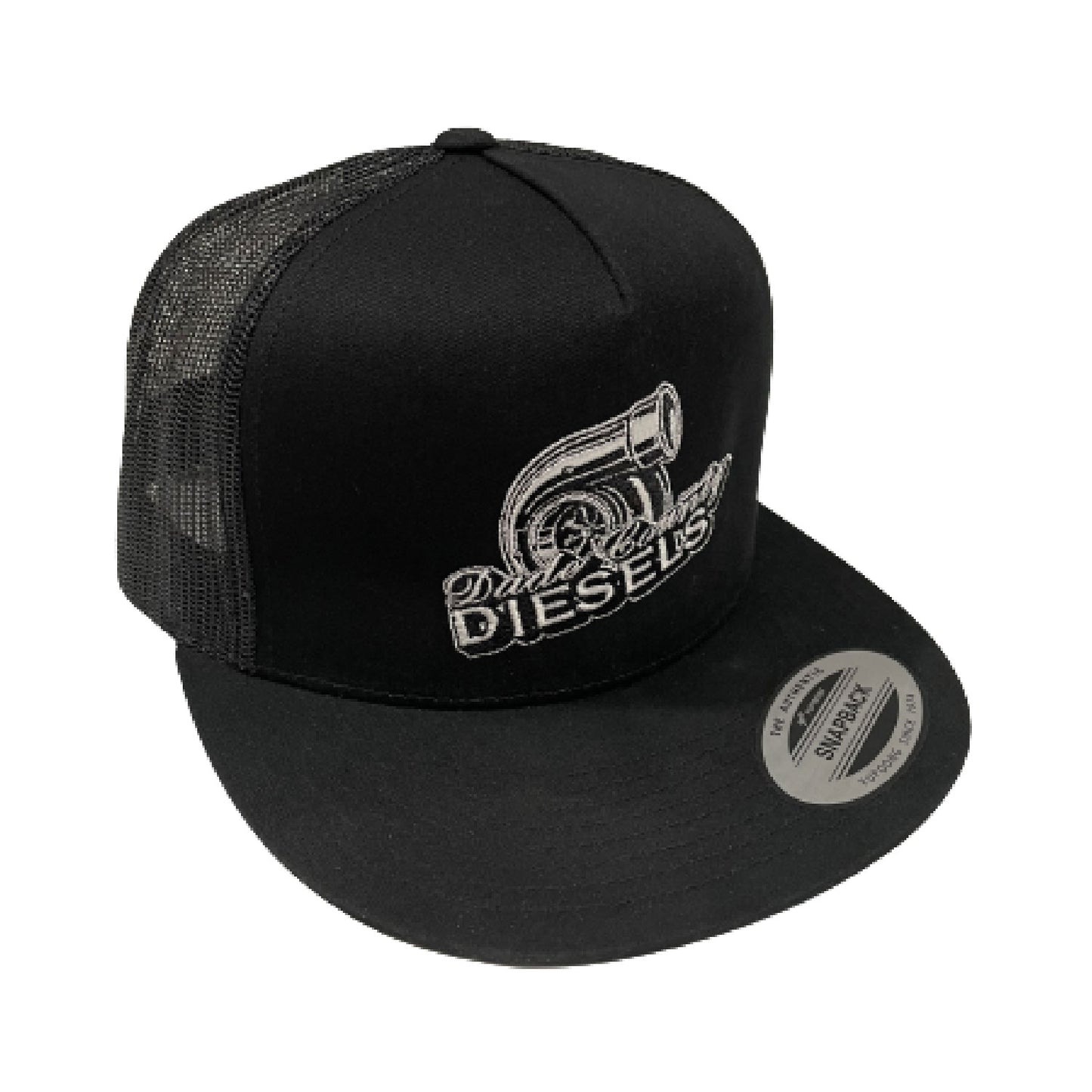 Black Snapback Hat - Flat Bill (Turbo)