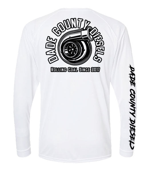 White Performance Long Sleeve - Round Logo