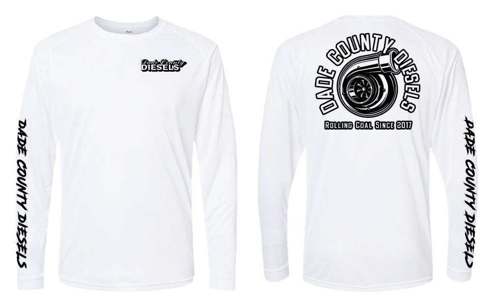 White Performance Long Sleeve - Round Logo