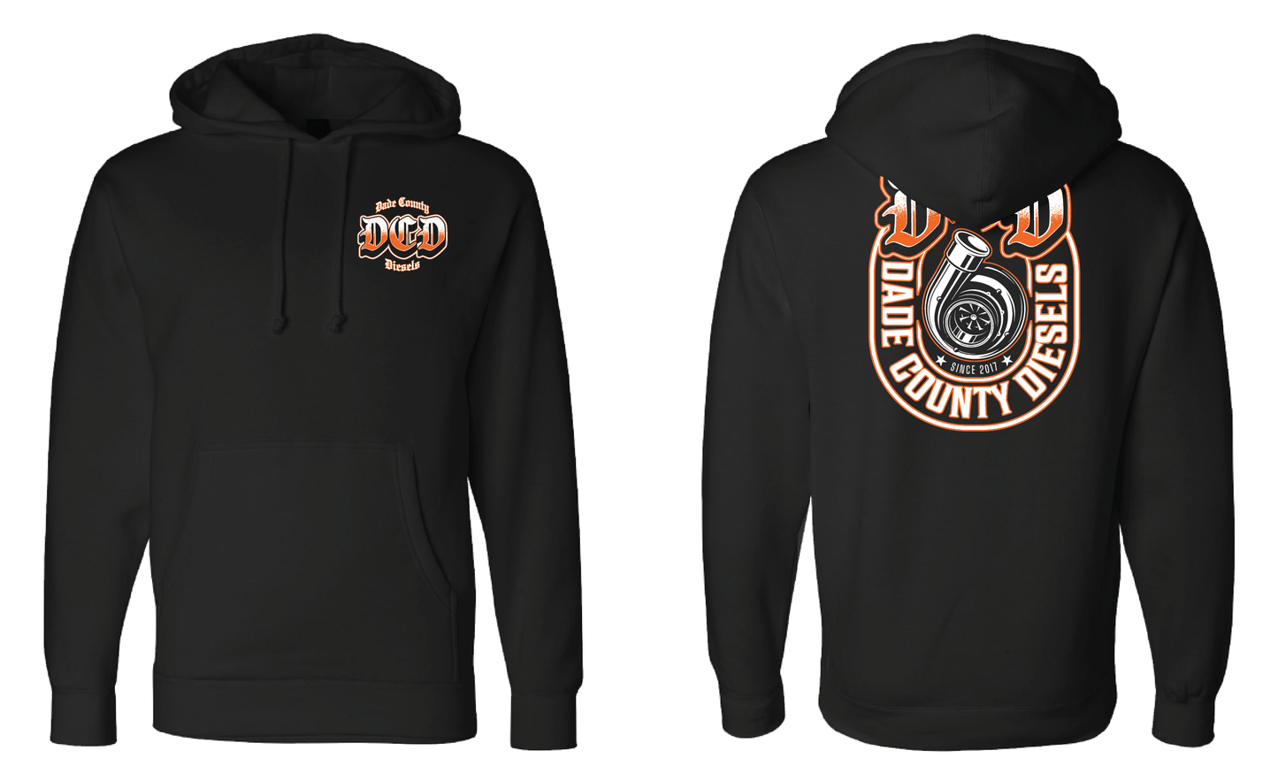 Black Hoodie - Old English Turbo Logo (Orange)