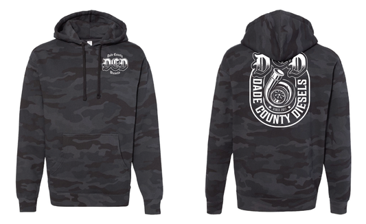 Black Camo Hoodie - Old English Turbo Logo