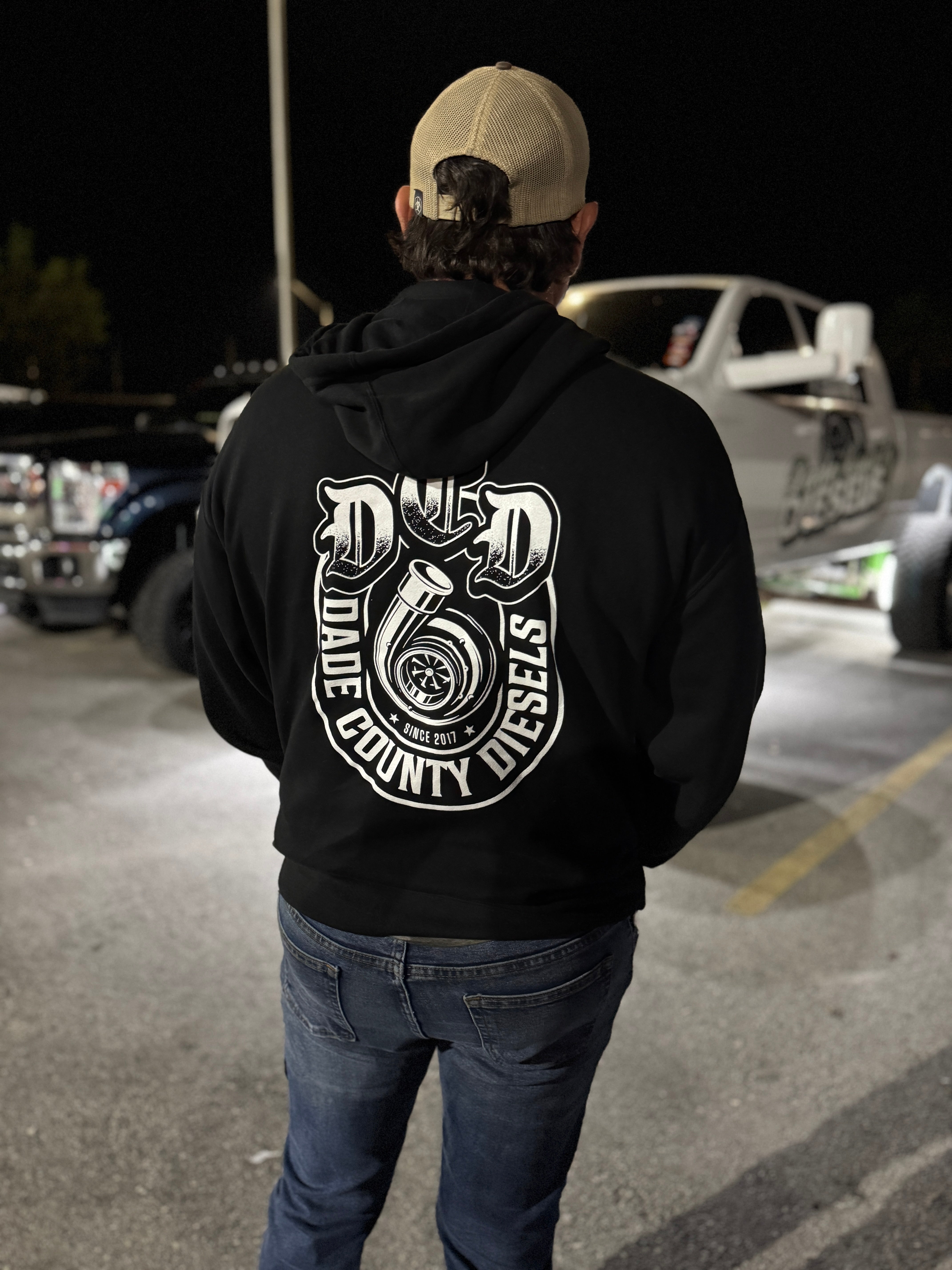 Black Hoodie - Old English Turbo Logo – Dade County Diesels
