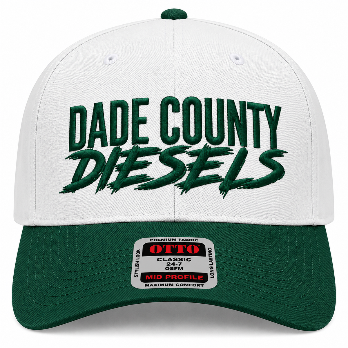 White / Green Bill - Snapback Hat - Curved Bill