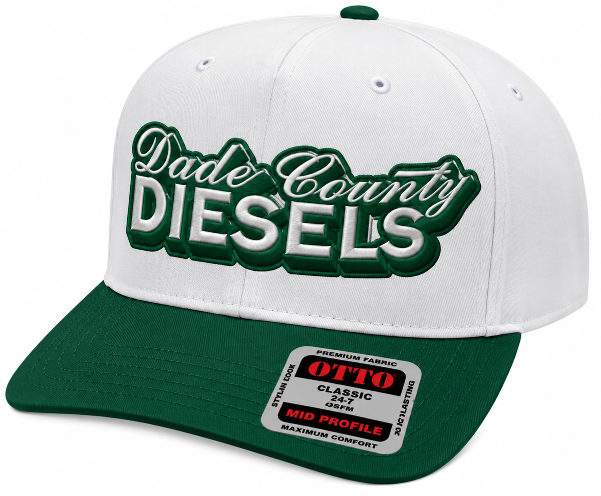 White / Green Bill - Snapback Hat - Curved Bill