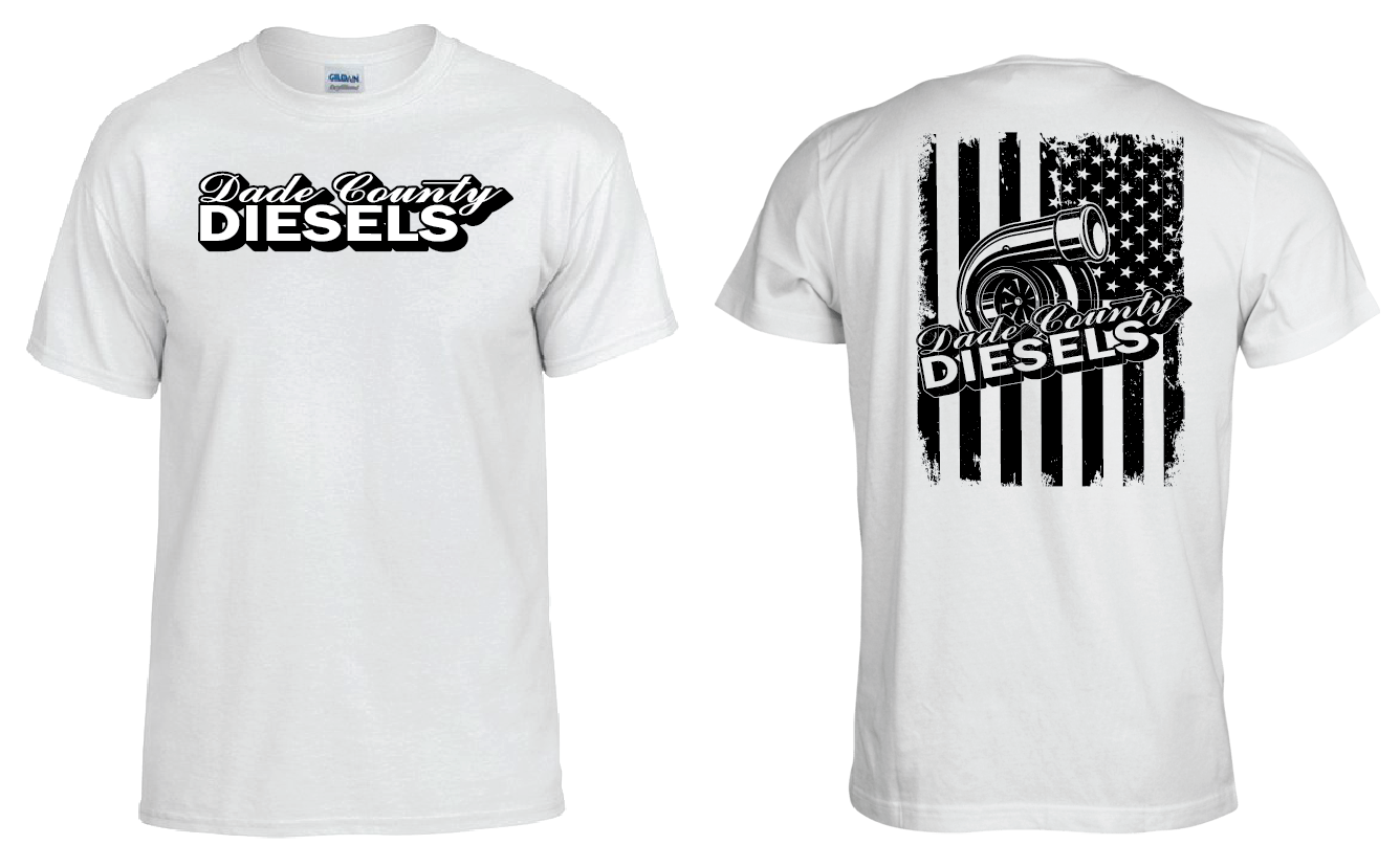 White Shirt - Black American Flag